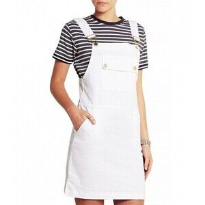 Frame Women White Le Apron stretch-denim mini dress Overall S